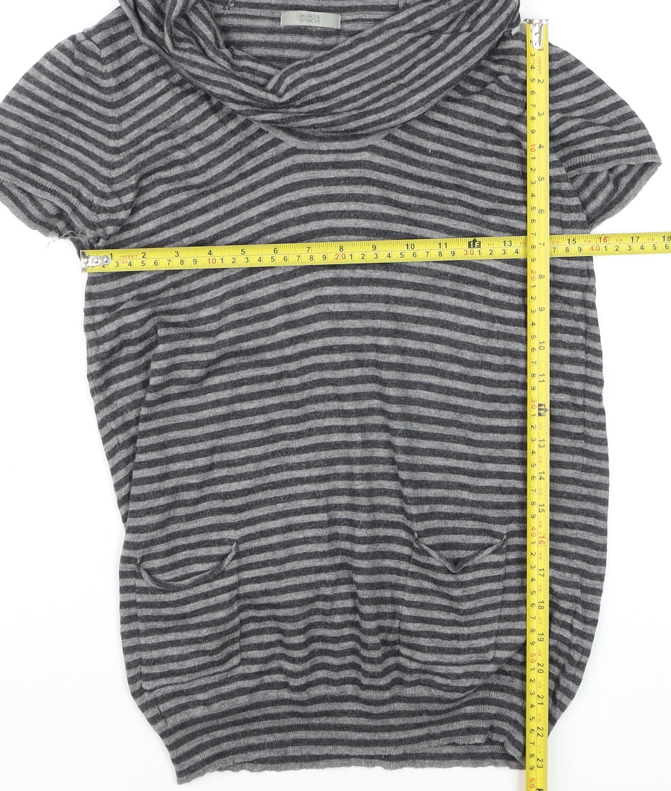Marks and Spencer Women’s Grey Striped Knit Tunic Top UK 12