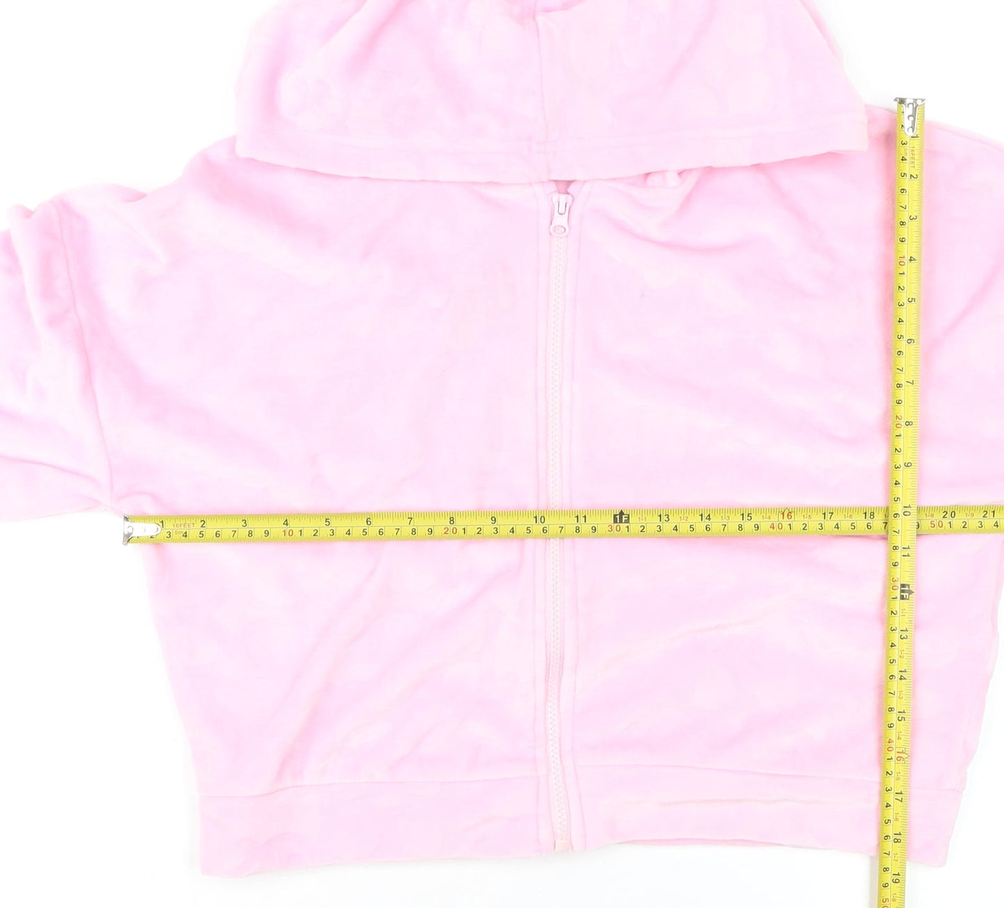 Barbie Women Pink L Velour Cropped Hooded Full Zip Track Jacket