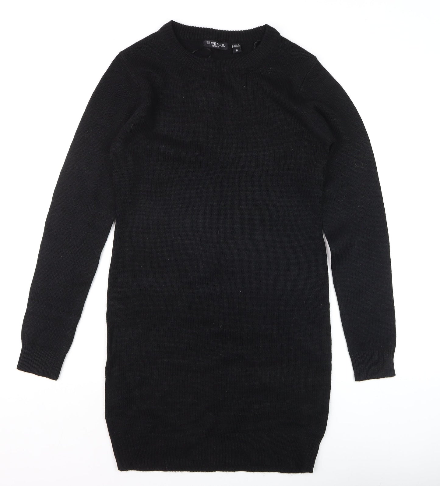 Brave Soul Women Black Size 8 Crew Neck Long Sleeve Pullover Jumper