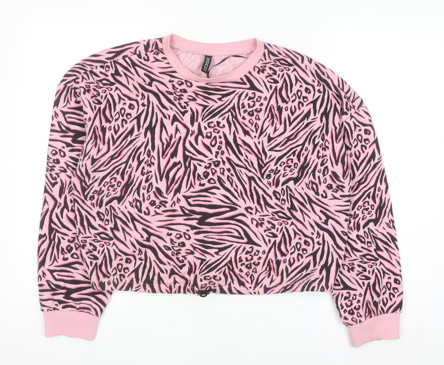 H&M Divided Womens Pink Animal Print Pullover Sweatshirt Size S