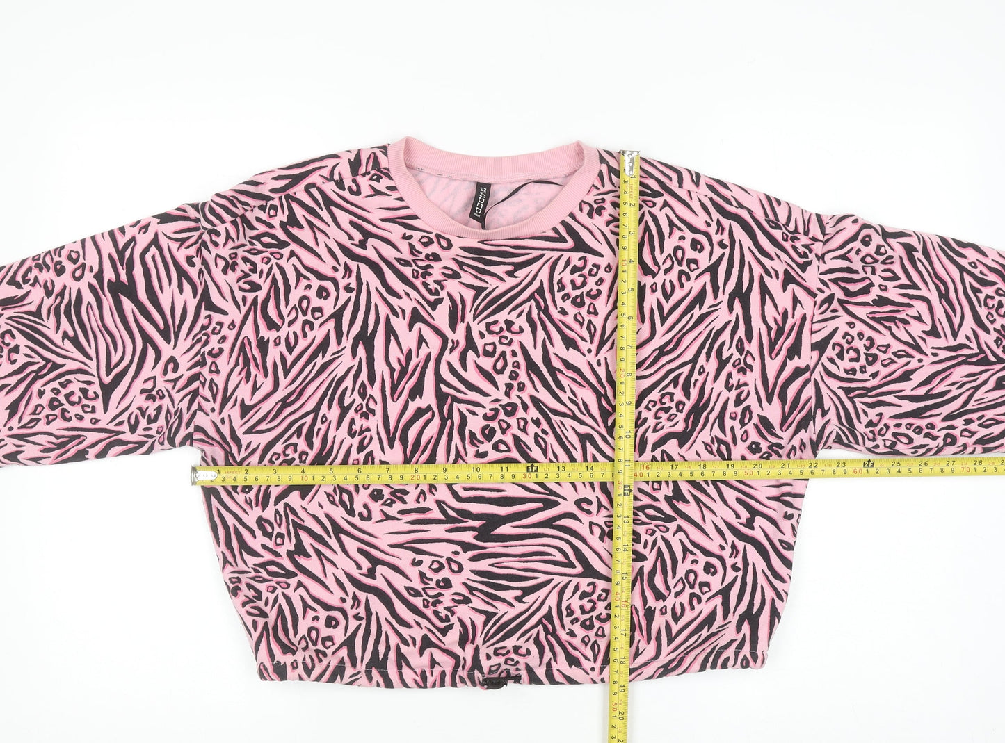 H&M Divided Womens Pink Animal Print Pullover Sweatshirt Size S