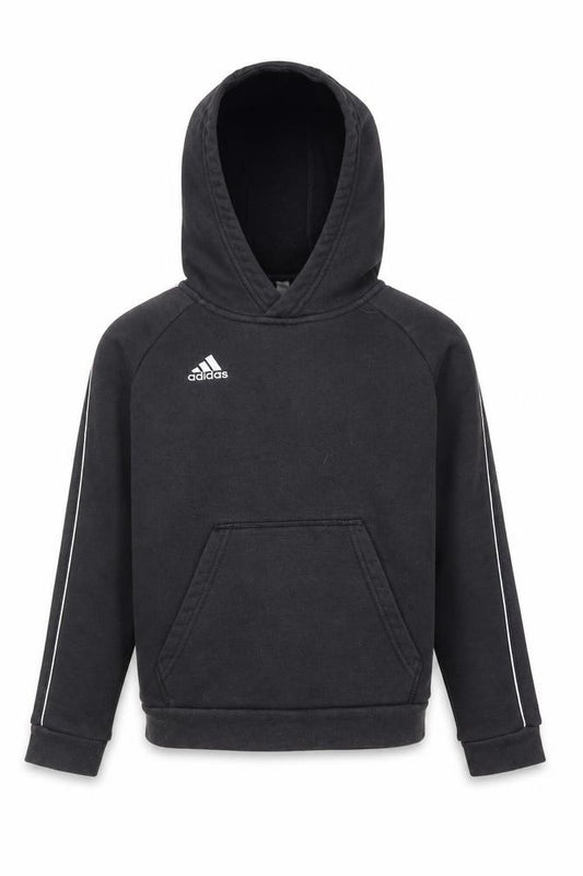 Adidas Boys Black Pullover Hoodie 9-10 Years Cotton Blend Sportswear