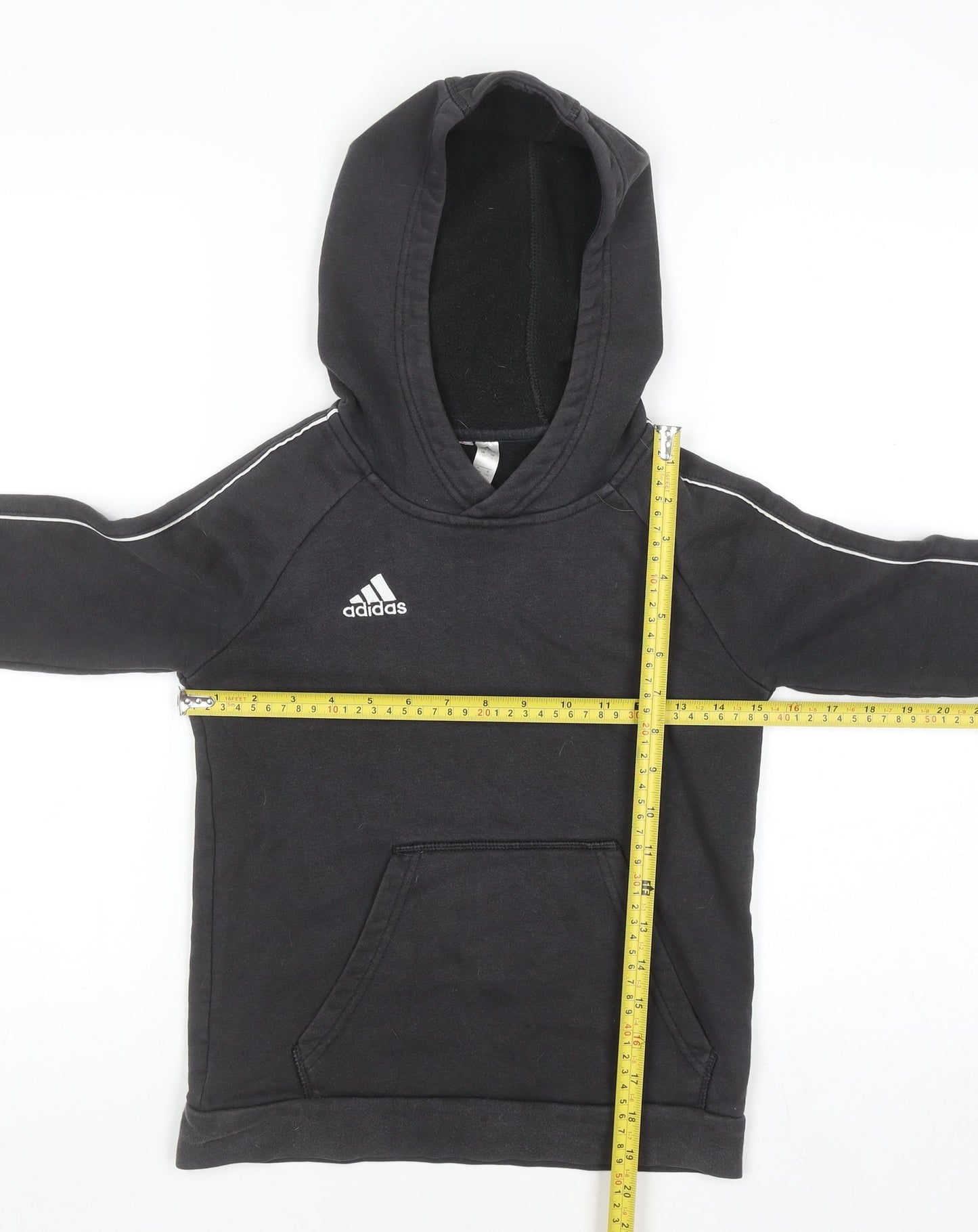 Adidas Boys Black Pullover Hoodie 9-10 Years Cotton Blend Sportswear