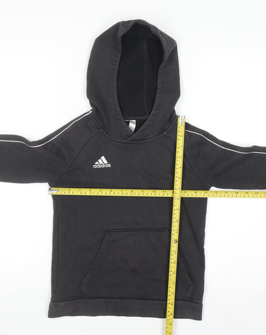 Adidas Boys Black Pullover Hoodie 9-10 Years Cotton Blend Sportswear