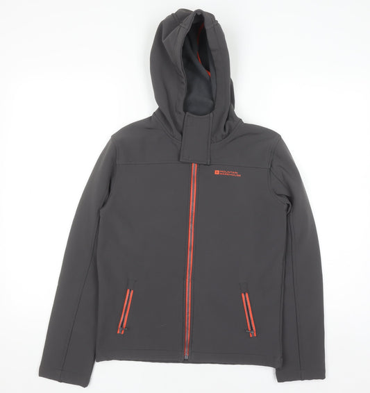 Mountain Warehouse Boys Grey Soft Shell Hooded Jacket 11-12 Years Windproof
