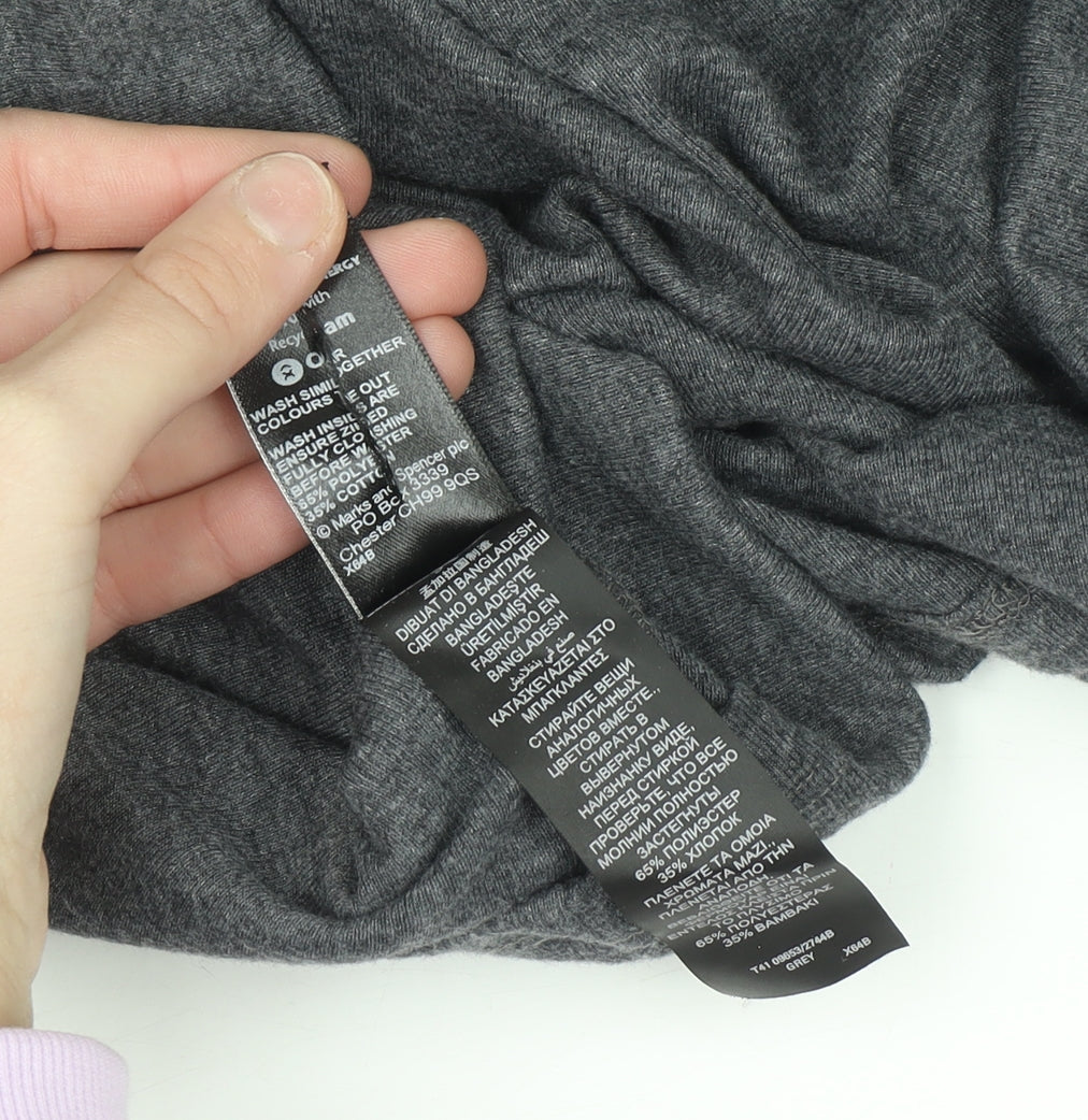 Marks and Spencer Women Grey Size 18 Shift Jersey Zip Detail Dress