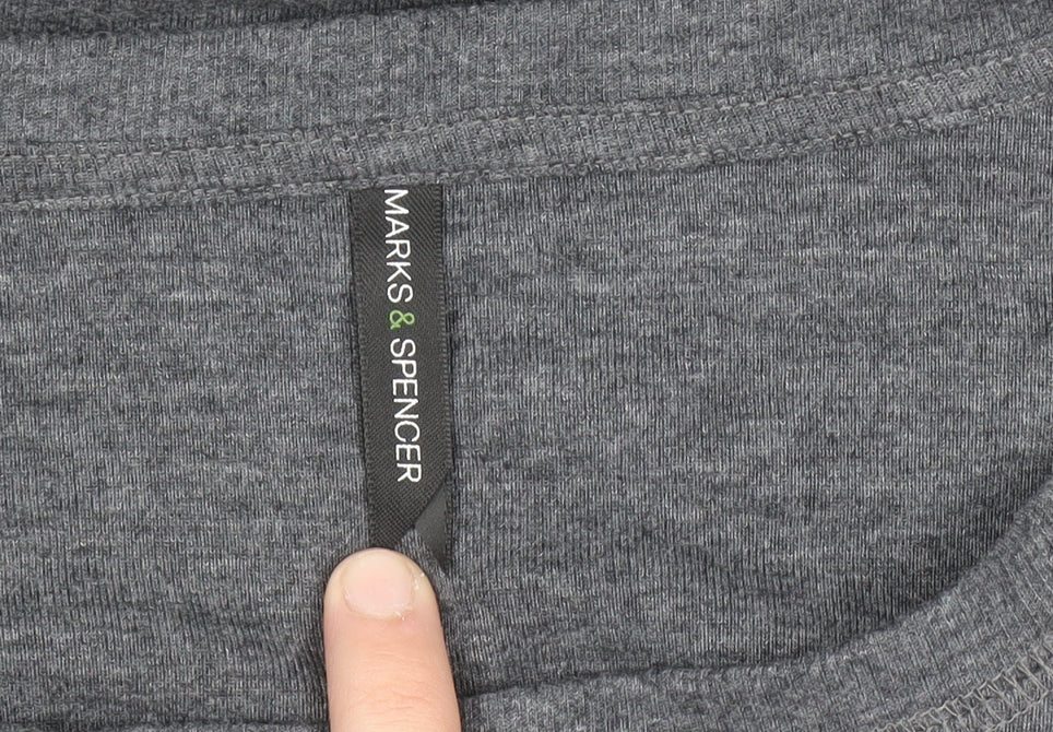Marks and Spencer Women Grey Size 18 Shift Jersey Zip Detail Dress
