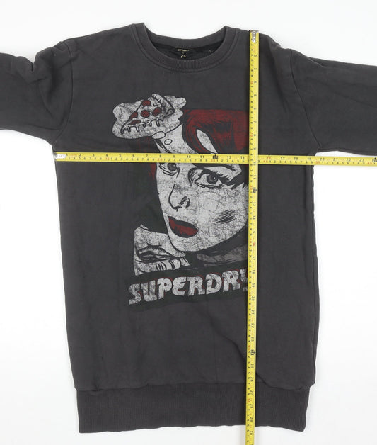 Superdry Womens Black Graphic Pullover Sweatshirt UK 10