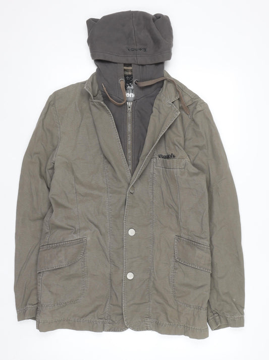 Bench Women Khaki Hooded Blazer Jacket Medium Cotton Casual