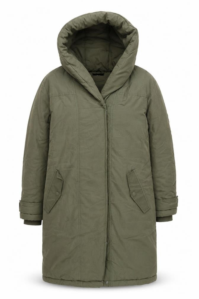 Very Women's Green Hooded Long Puffer Coat Size 12