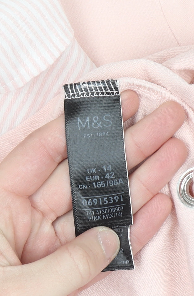 Marks and Spencer Women’s Pink Long Sleeve Crew Neck Blouse Size 14