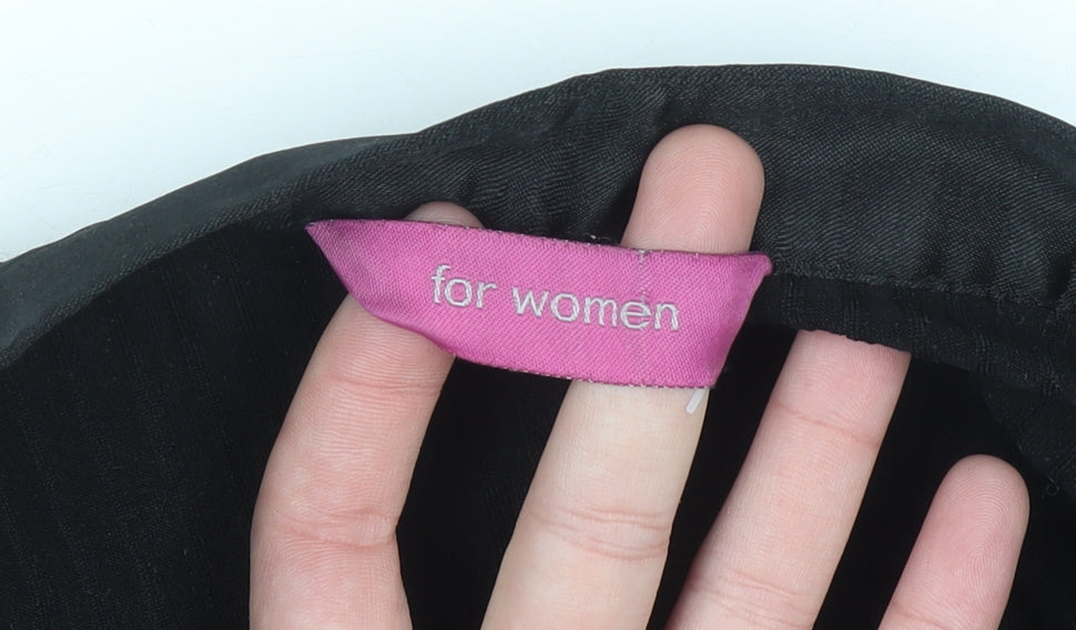 For Women Black Collared Long Sleeve Stretch Jersey Top Size 24