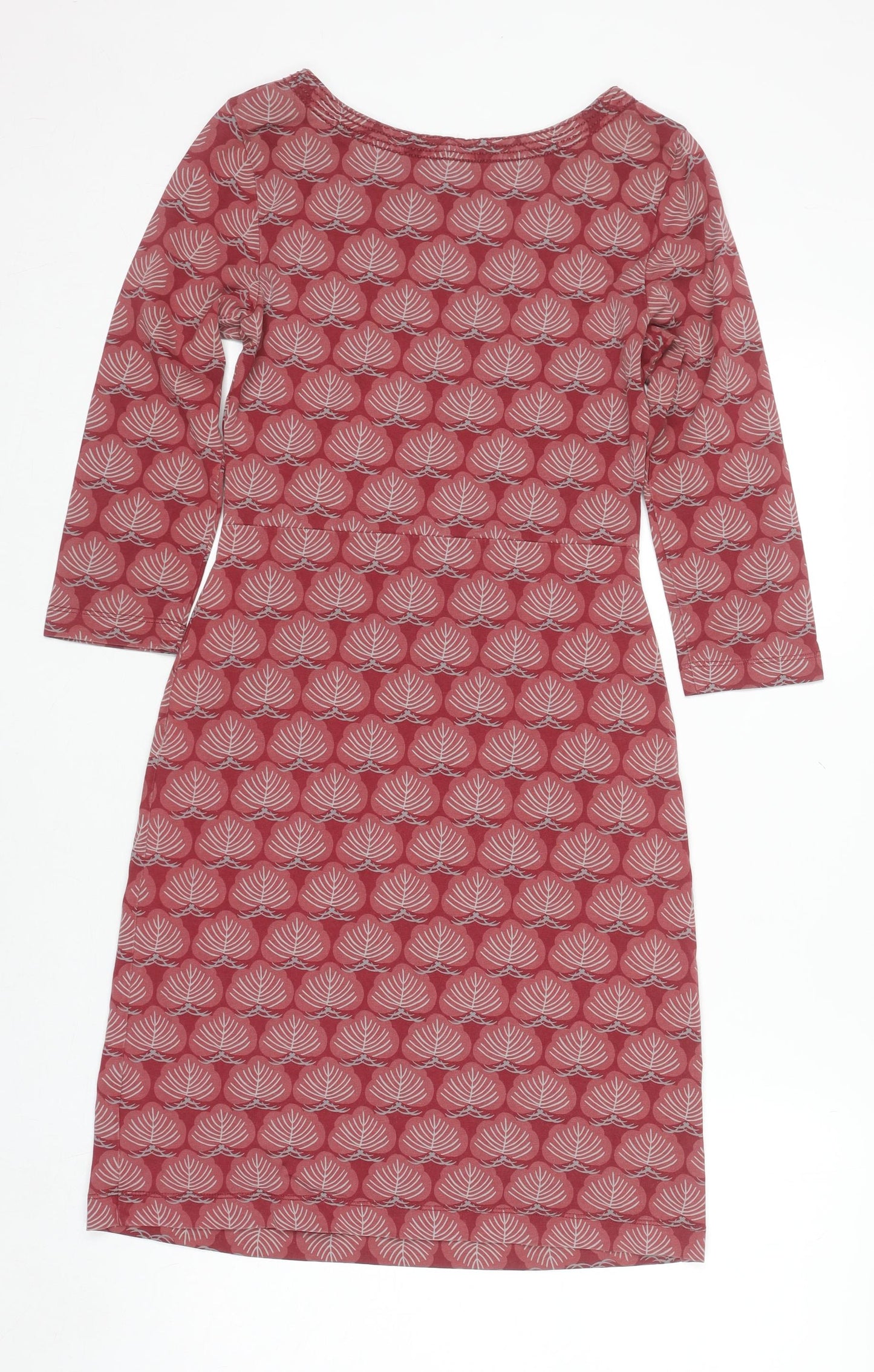 White Stuff Women's Red Geometric Cotton Shift Dress Size 8