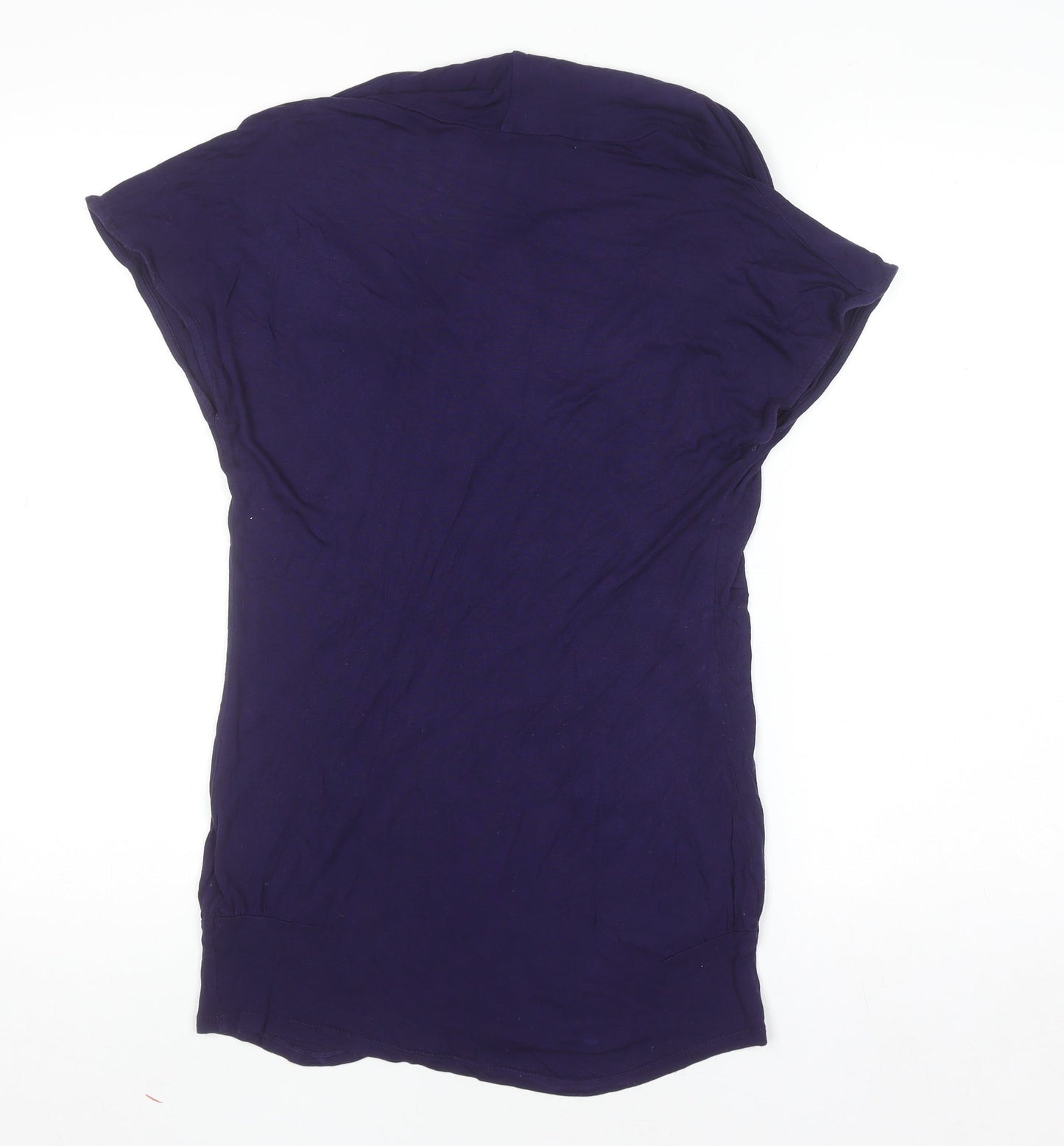 Oasis Womens Purple Cowl Neck Short Sleeve Jersey Blouse Size 10
