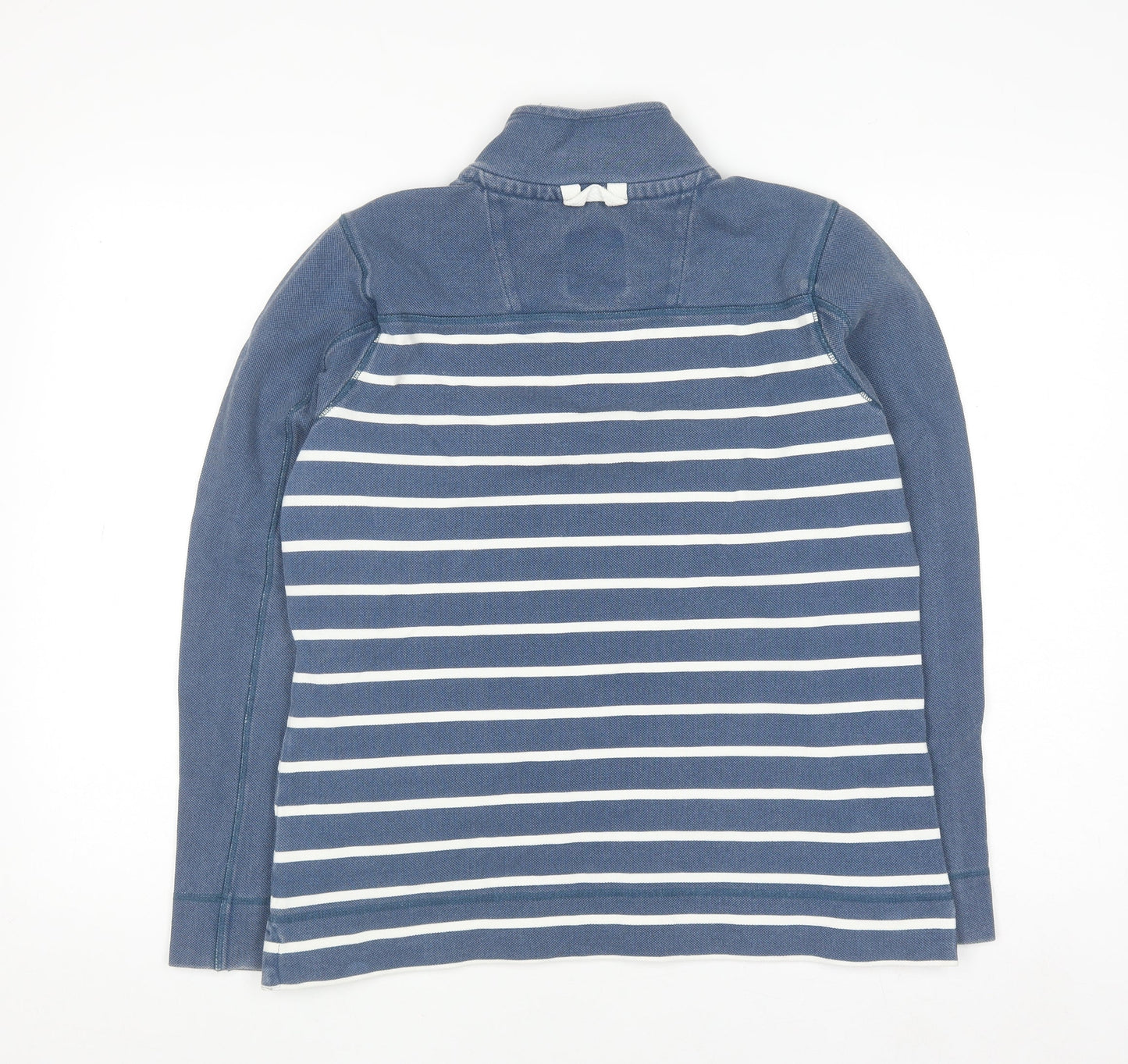 Weird Fish Women Blue Striped 1/4 Zip Pullover Sweatshirt Size 10