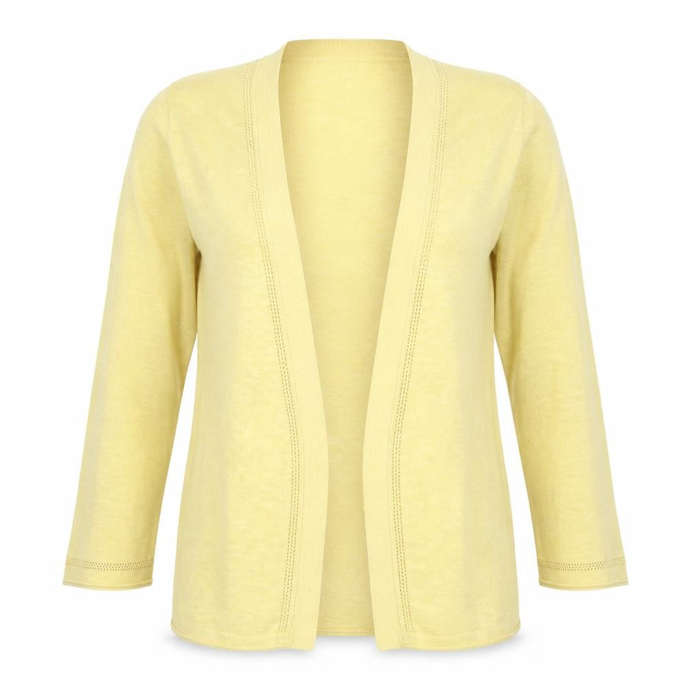 White Stuff Women Yellow Cotton Linen Long Sleeve Cardigan UK 8