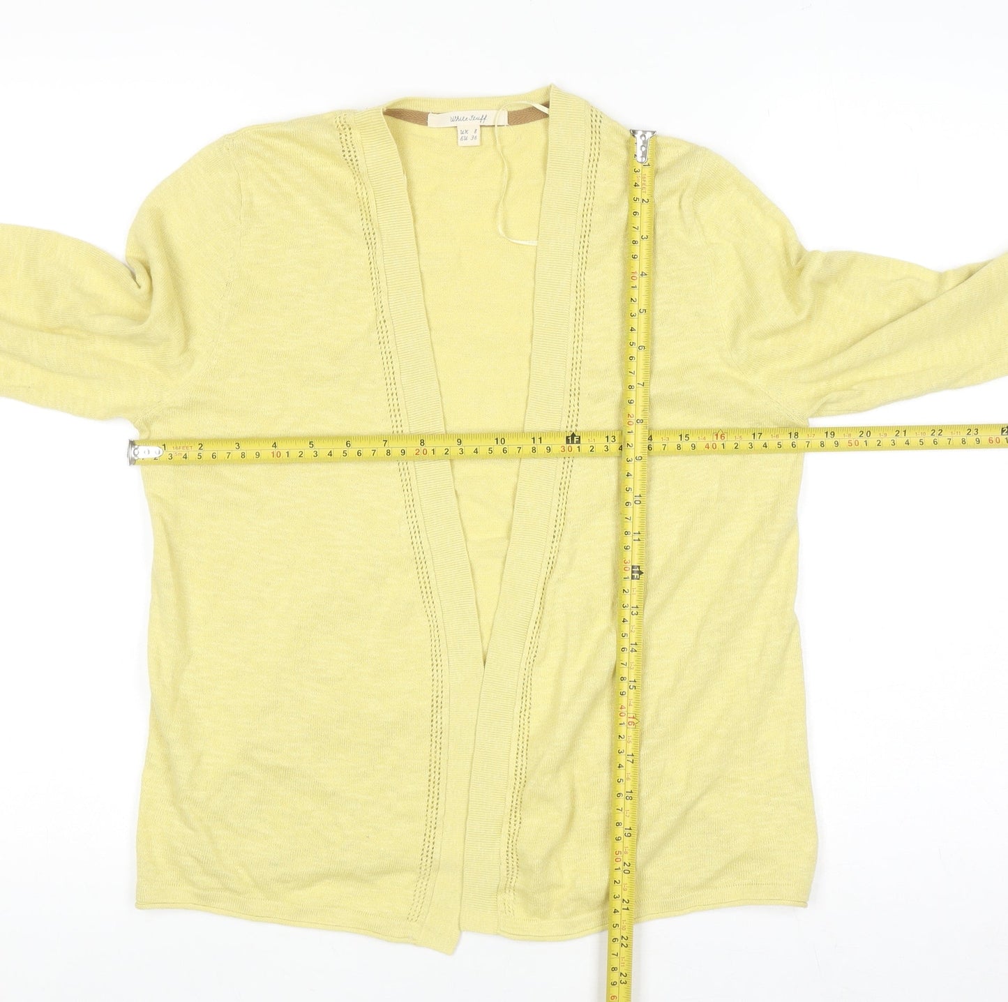 White Stuff Women Yellow Cotton Linen Long Sleeve Cardigan UK 8