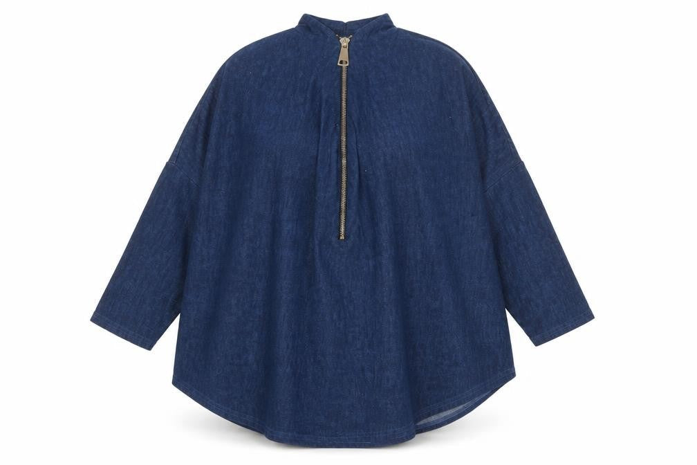 Izabel London Women Blue Size 20 Tunic Zip Knit Long Sleeve Top