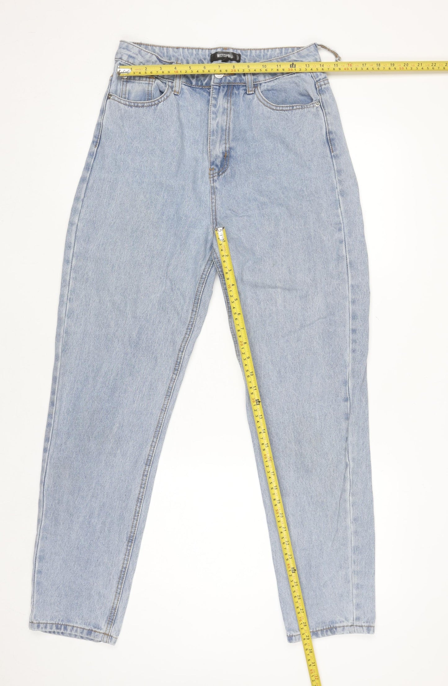 Missguided Women's Blue High Rise Relaxed Tapered Denim Jeans Size 10
