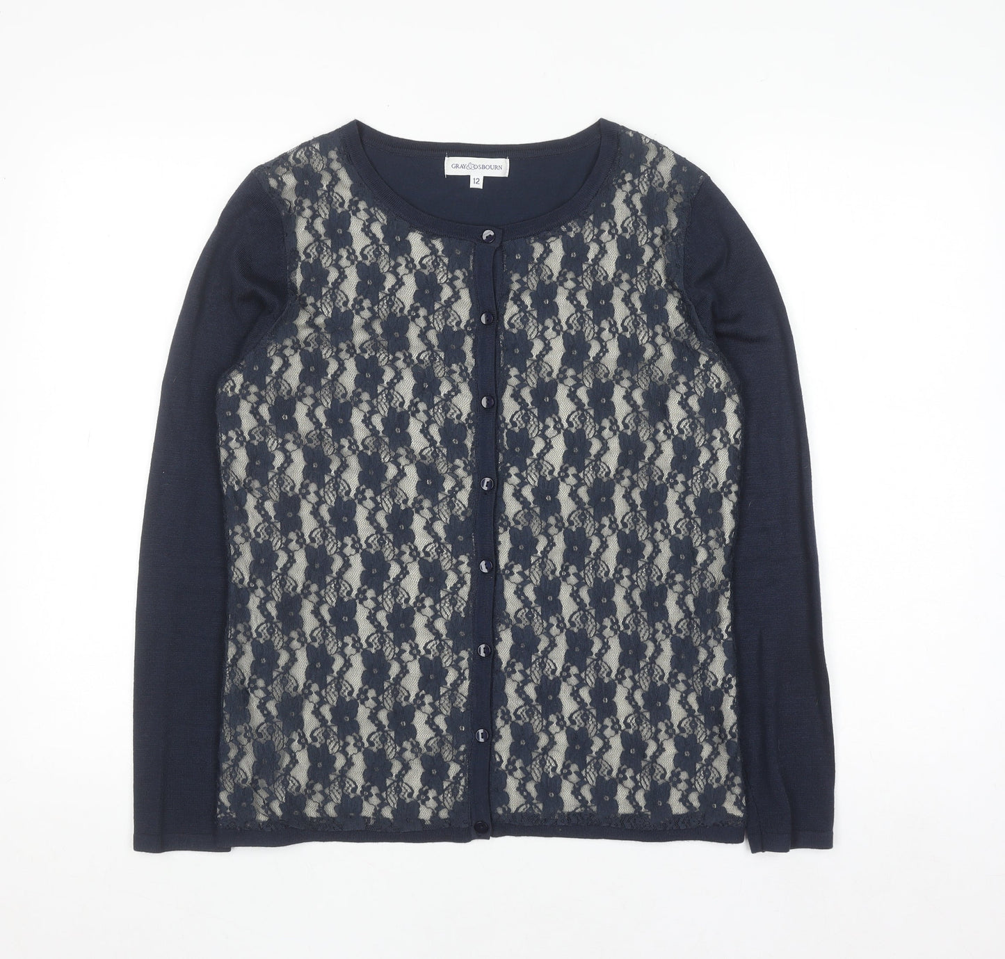 Gray & Osbourn Women’s Blue Lace Button Cardigan Size 12