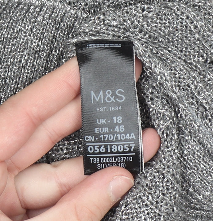 Marks and Spencer Women’s Silver Cable-Knit Pullover Jumper Size 18