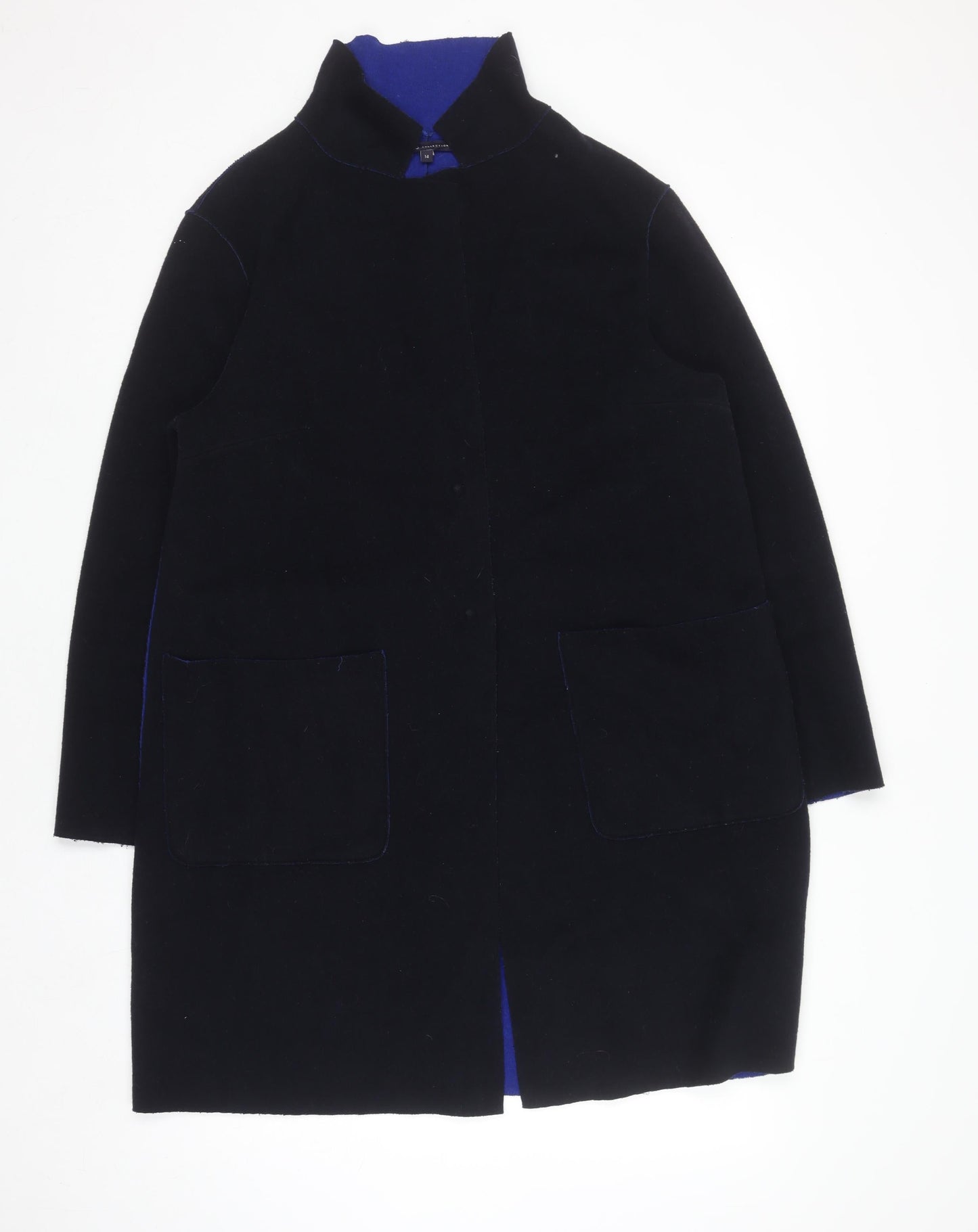 Marks and Spencer Women's Black Wool Blend Mid-Length Coat UK 14