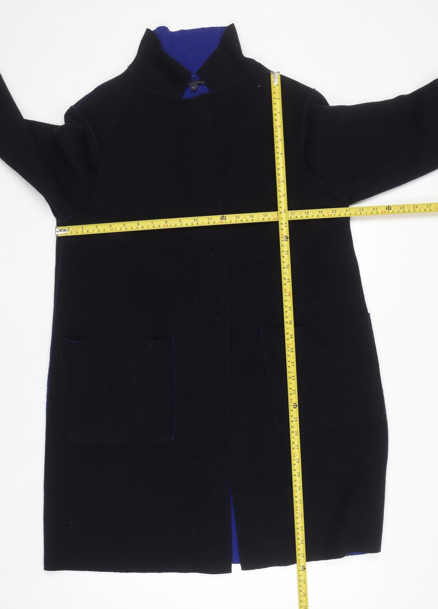 Marks and Spencer Women's Black Wool Blend Mid-Length Coat UK 14