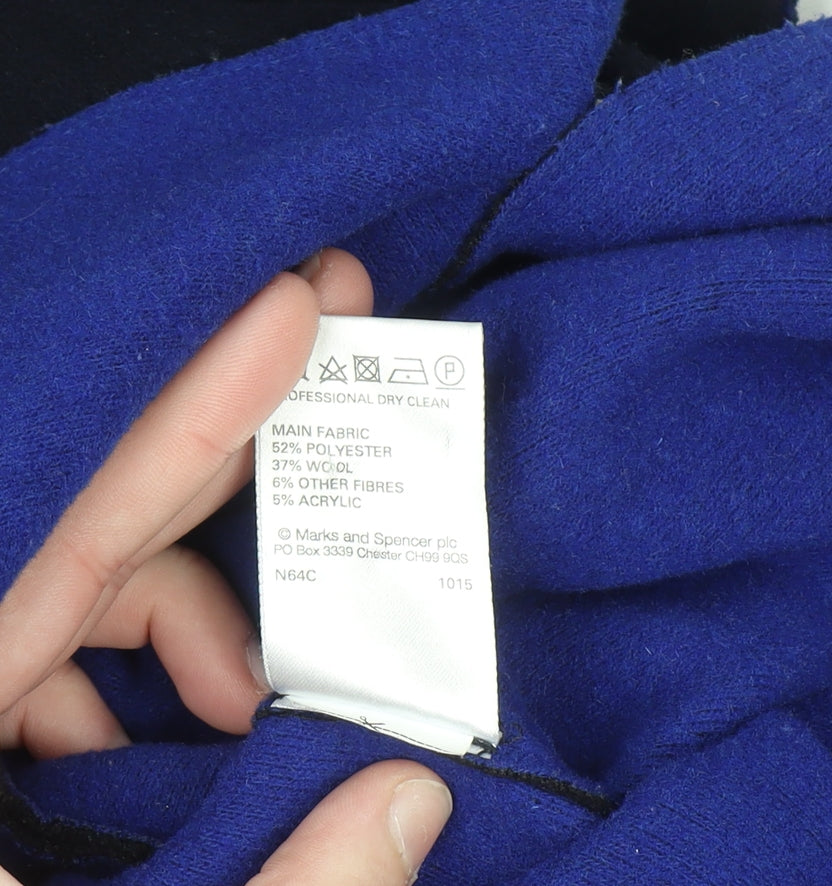 Marks and Spencer Women's Black Wool Blend Mid-Length Coat UK 14