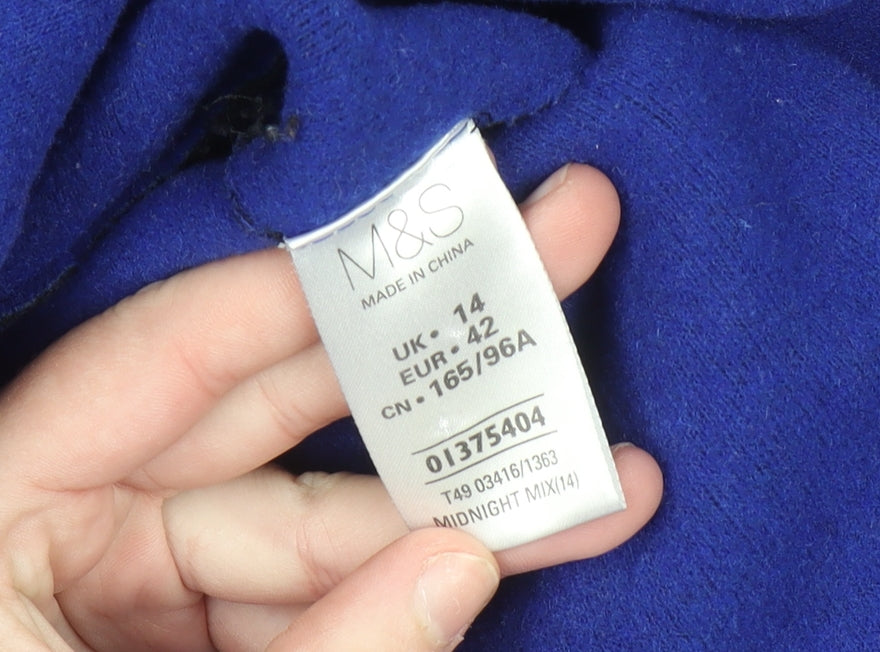 Marks and Spencer Women's Black Wool Blend Mid-Length Coat UK 14