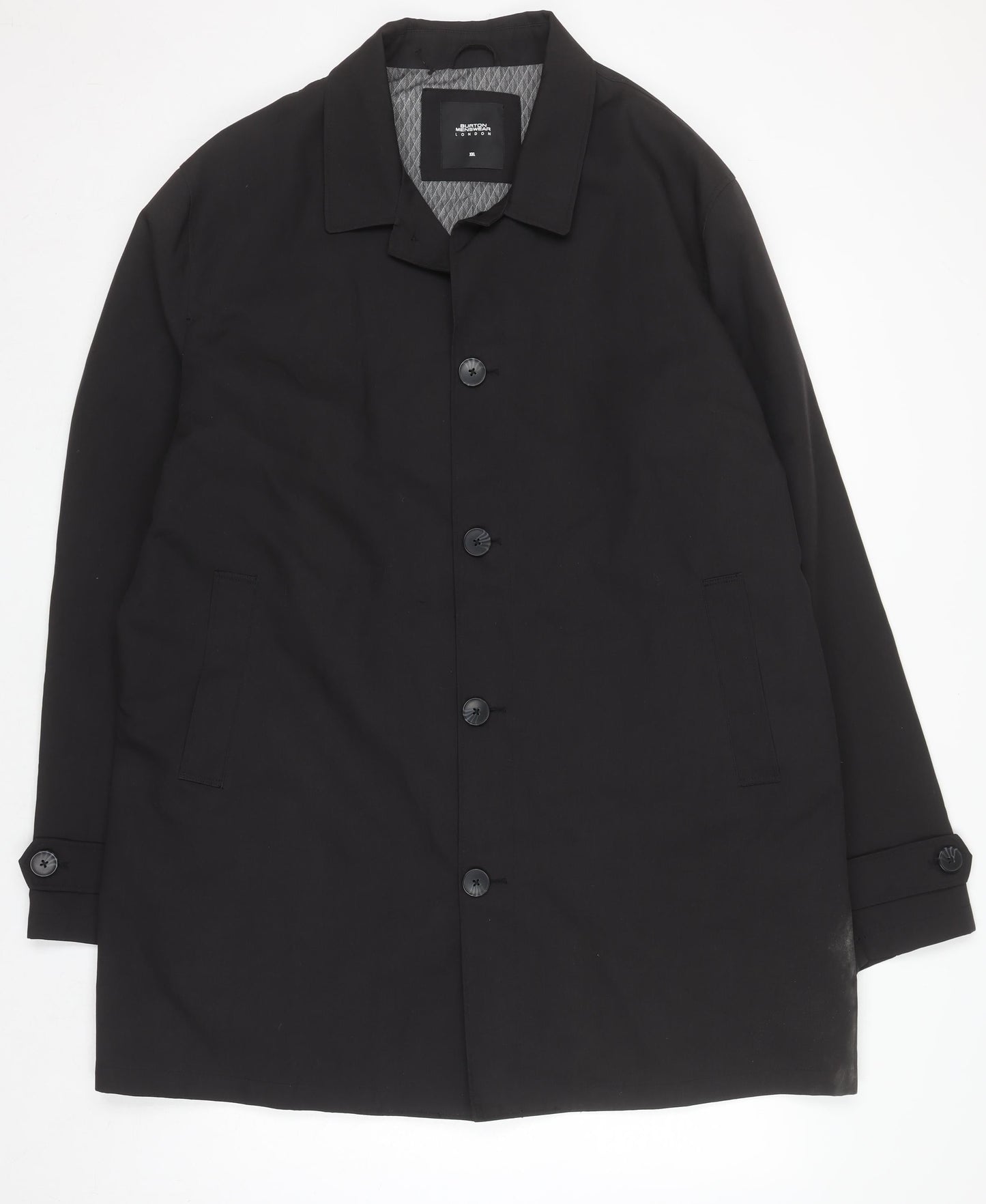 Burton Menswear London Men's Black 2XL Regular Fit Cotton Blend Overcoat