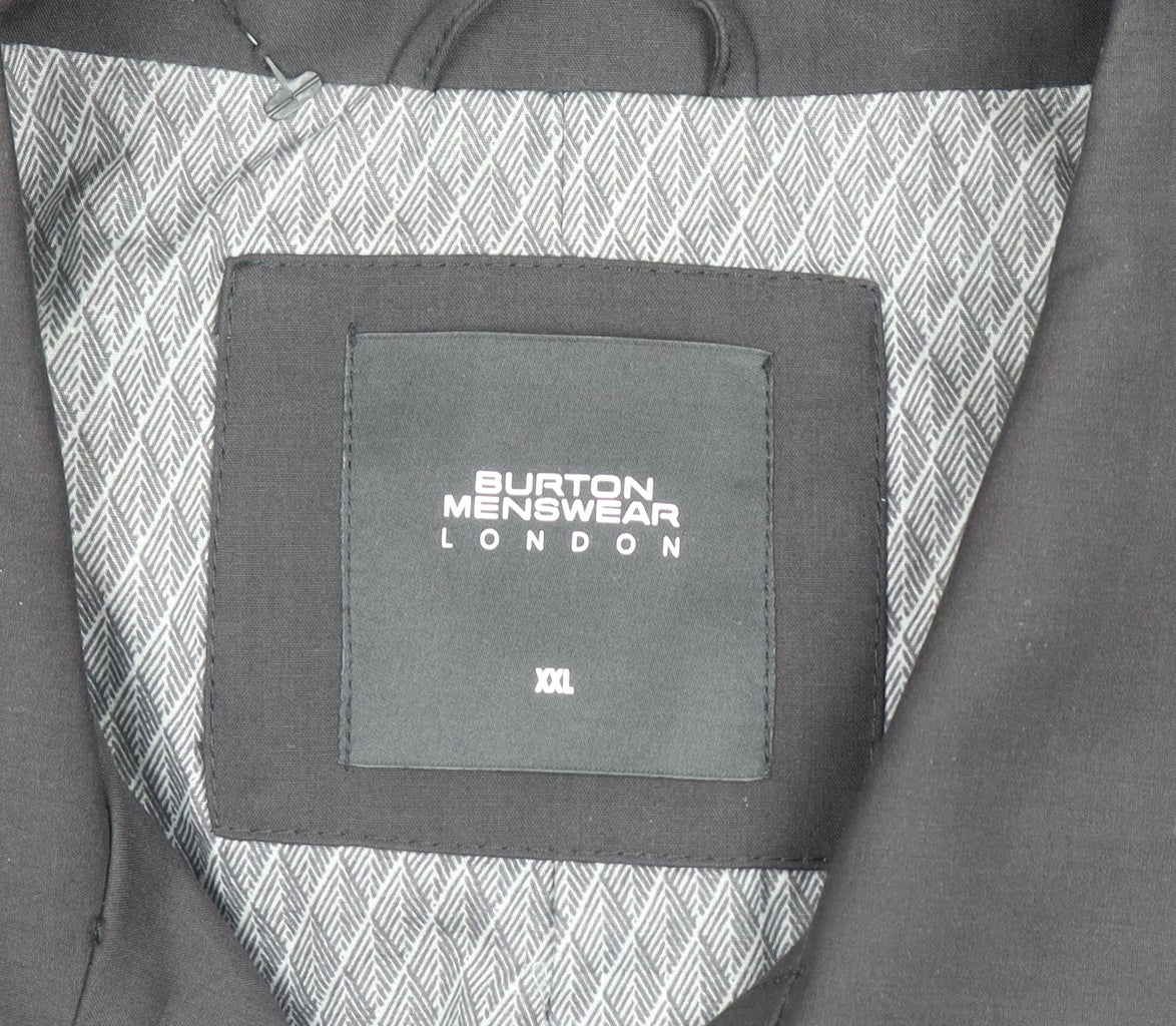 Burton Menswear London Men's Black 2XL Regular Fit Cotton Blend Overcoat