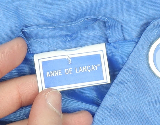 Anne De Lançay Women Blue Mid-Length Hooded Rain Coat Size 18