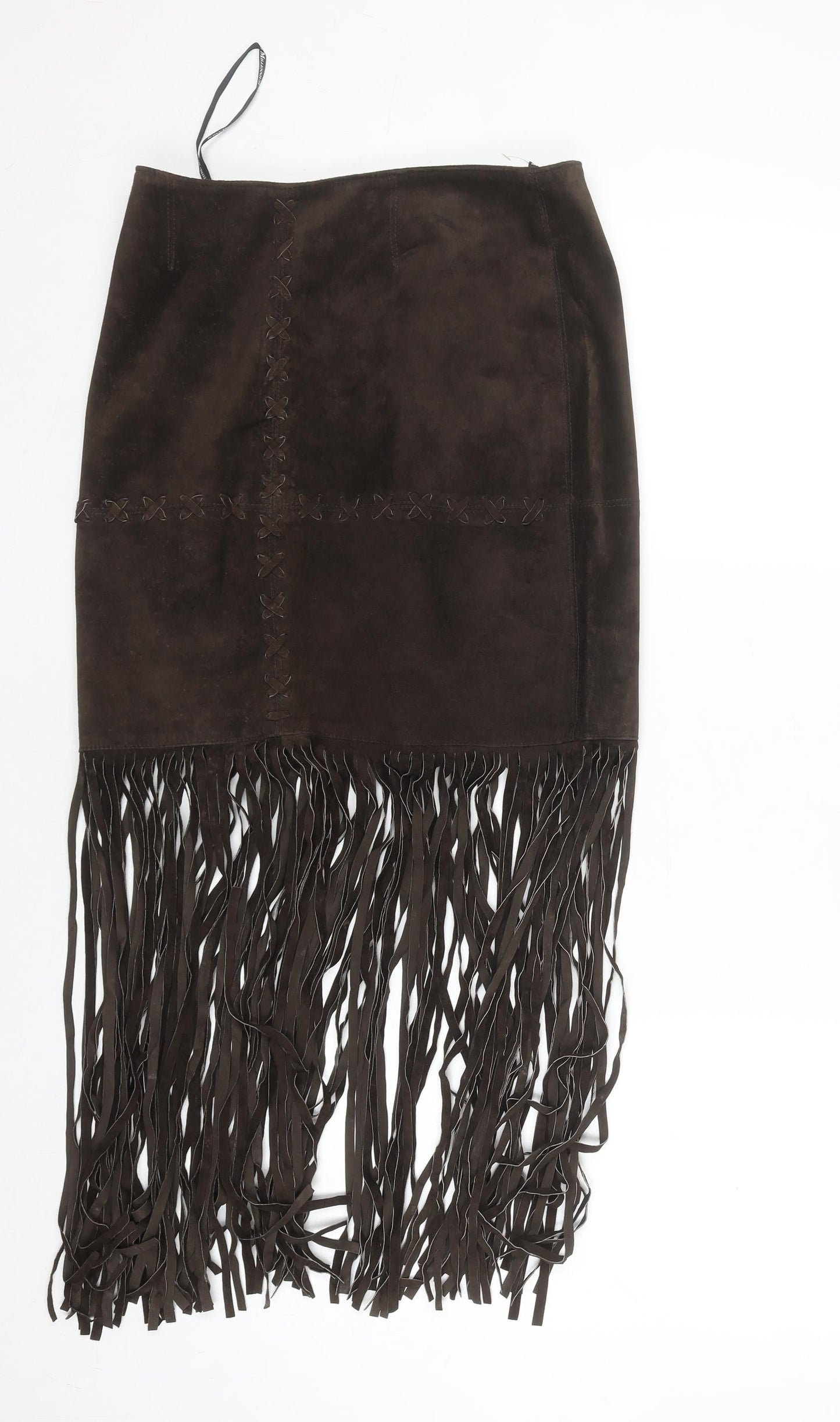 Third Millennium Women Brown Suede Fringe Long Skirt S Western Style