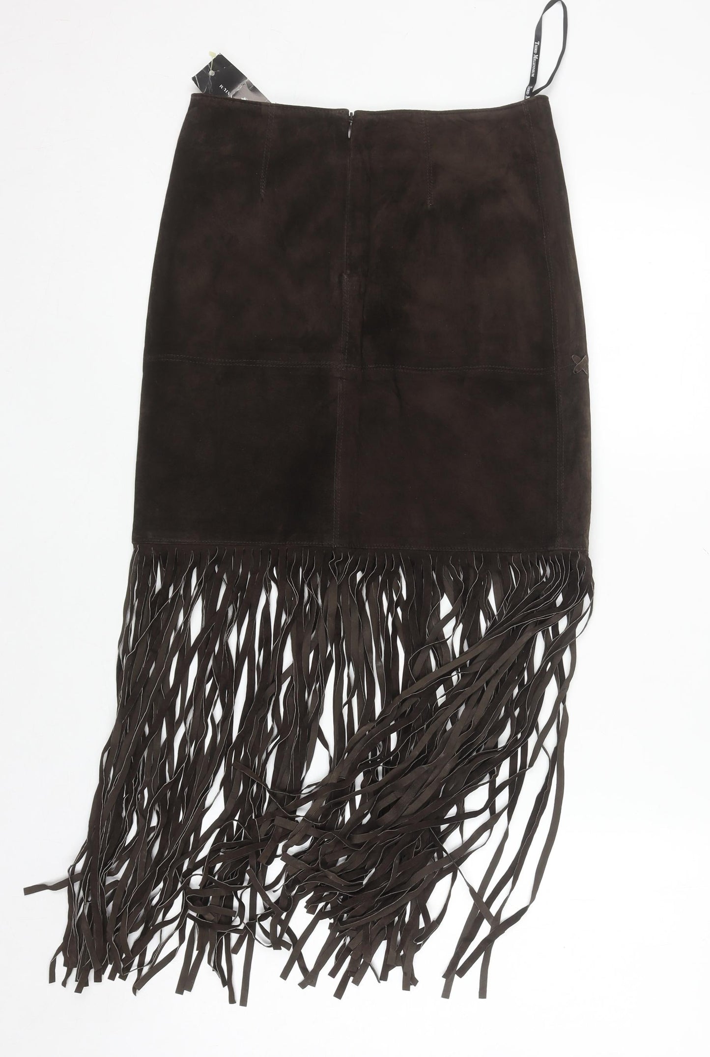 Third Millennium Women Brown Suede Fringe Long Skirt S Western Style