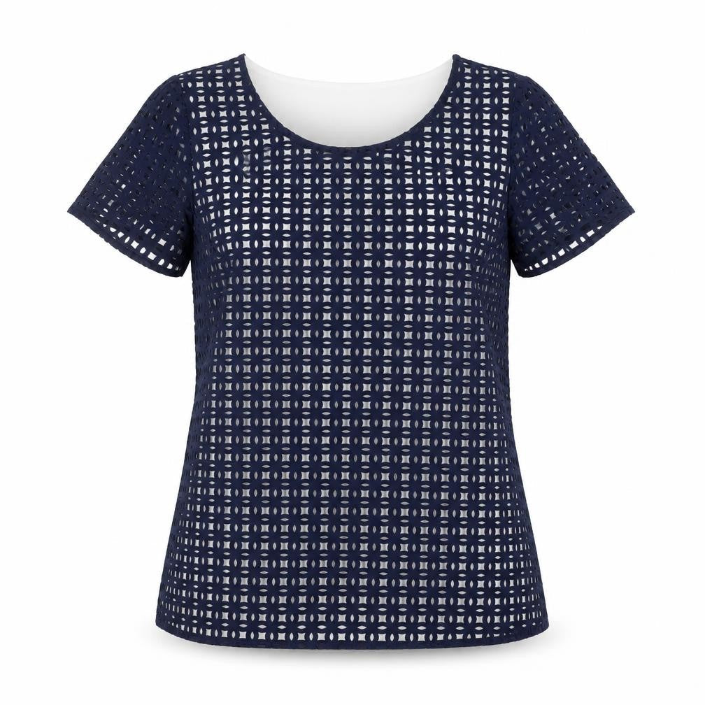 Punto Roma Women's Blue Cut Out Tunic Blouse Size 12