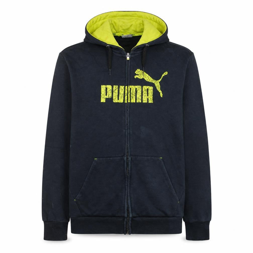 Puma Men's Black Full Zip Hoodie L Graphic Logo Sportswear