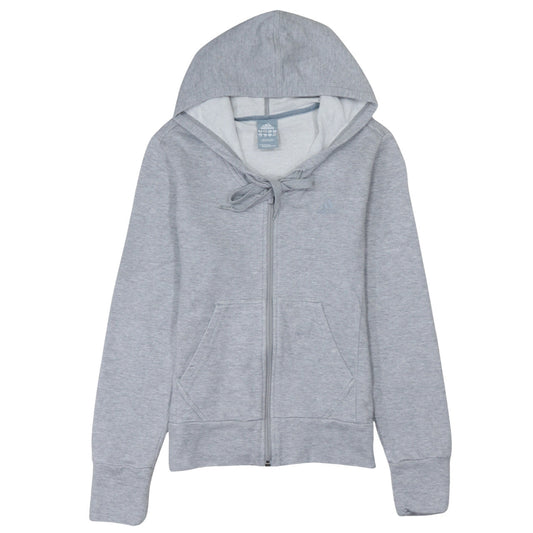 Adidas Women Grey Full Zip Hoodie Size 12 Essentials Cotton