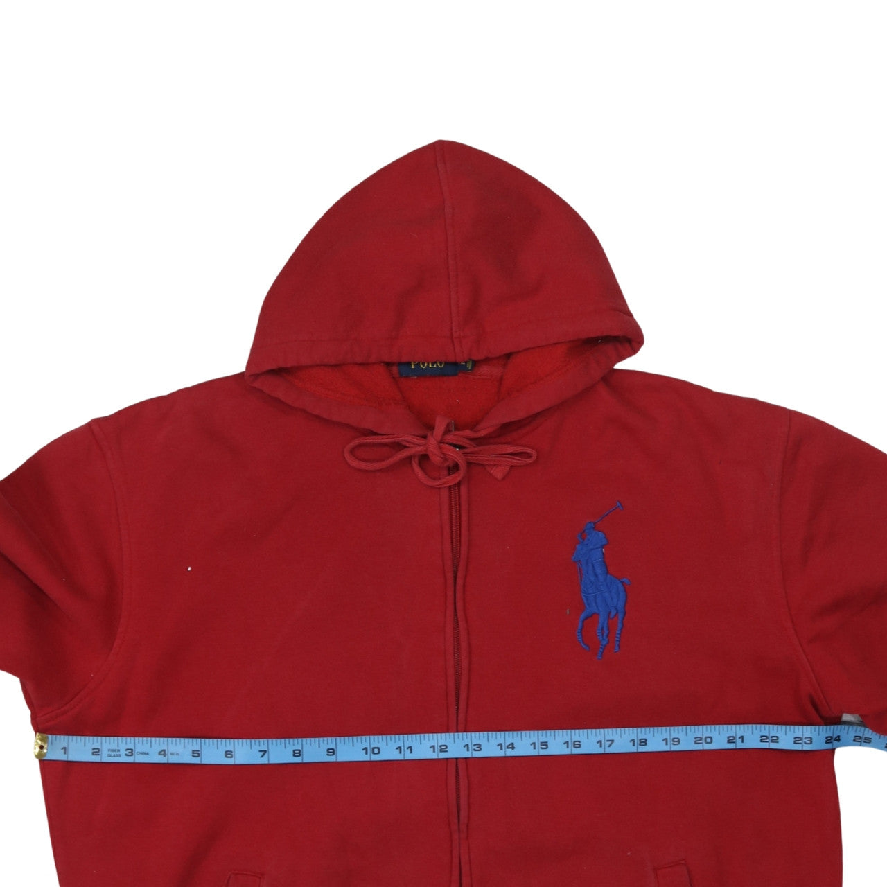 Polo Men Red XL Full Zip Hoodie Embroidered Logo Cotton Fleece