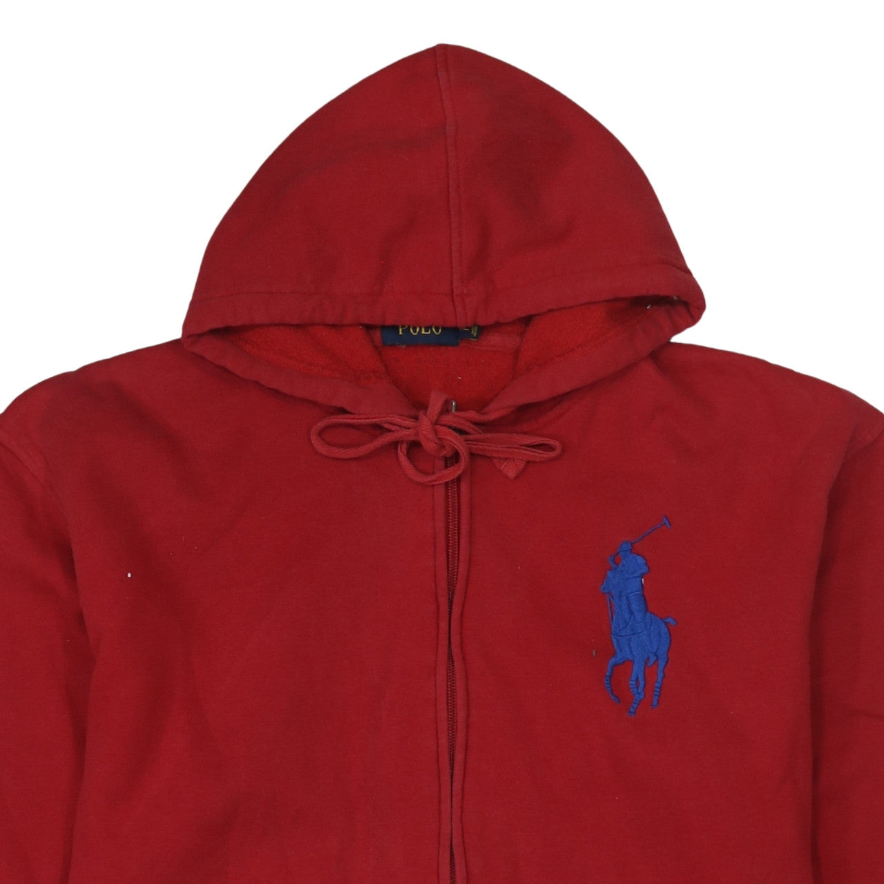 Polo Men Red XL Full Zip Hoodie Embroidered Logo Cotton Fleece
