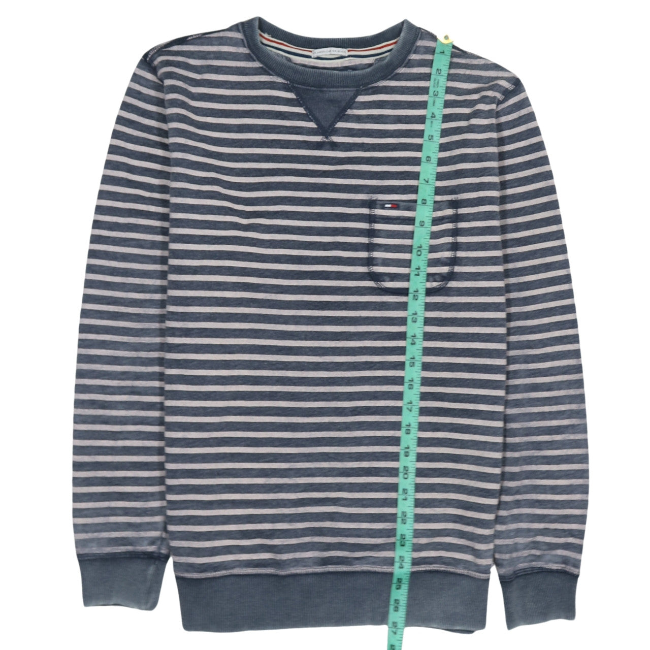 Hilfiger Denim Men's Blue Striped Crew Neck Pullover Sweatshirt M