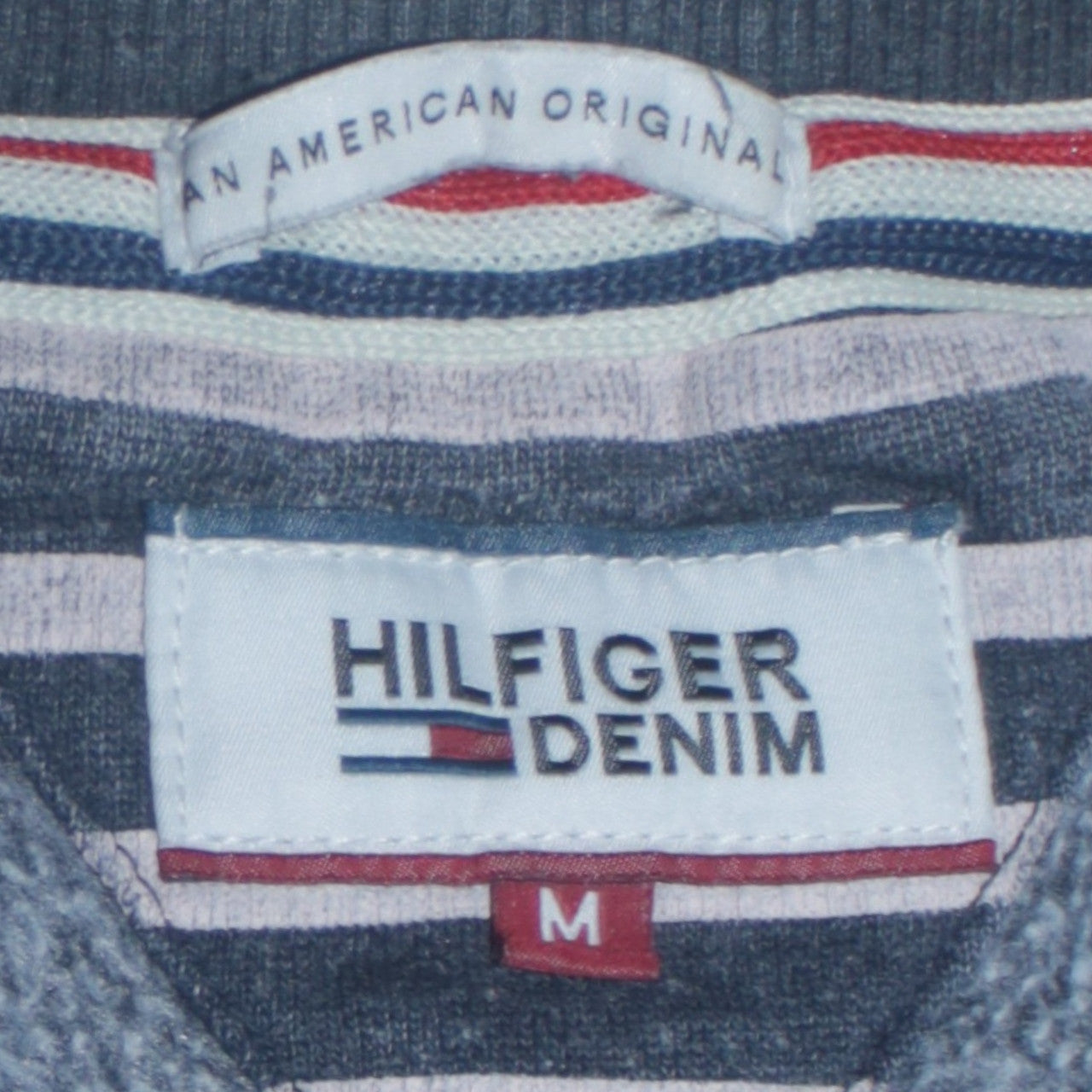Hilfiger Denim Men's Blue Striped Crew Neck Pullover Sweatshirt M