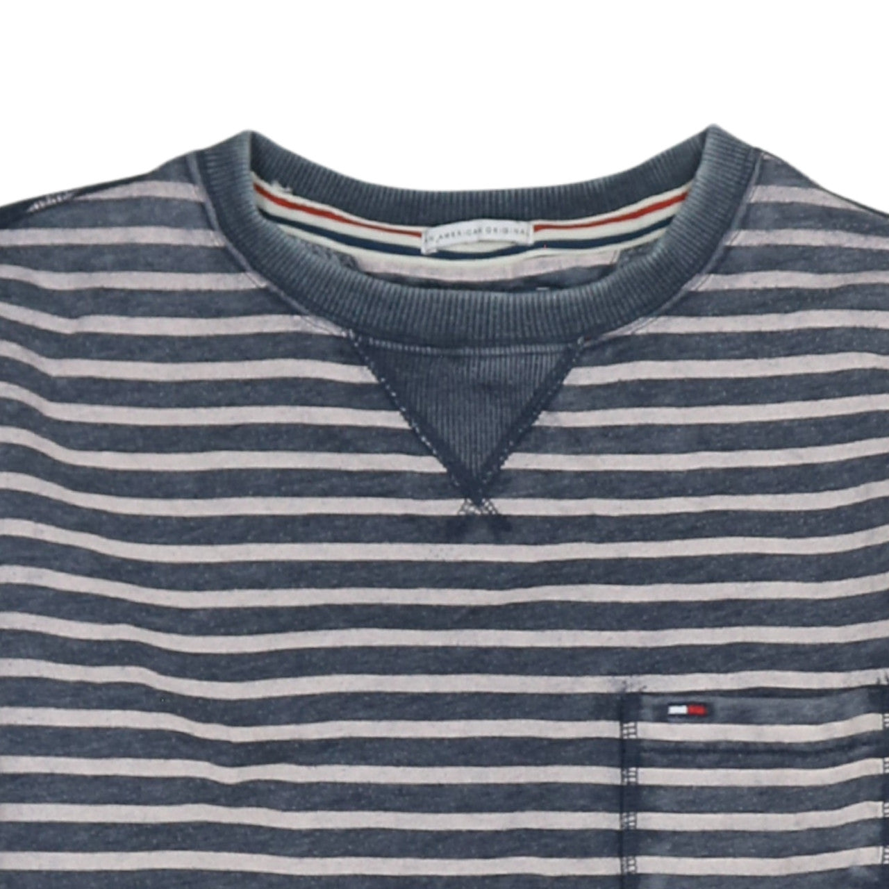 Hilfiger Denim Men's Blue Striped Crew Neck Pullover Sweatshirt M