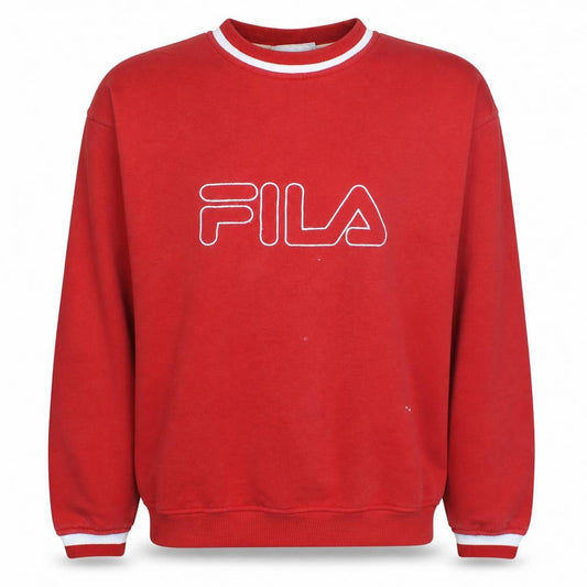 FILA Mens Red Crew Neck Logo Sweatshirt Size S Vintage Sports Pullover