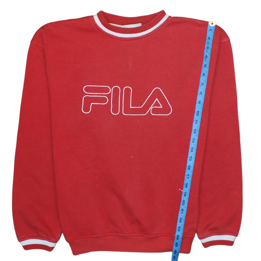 FILA Mens Red Crew Neck Logo Sweatshirt Size S Vintage Sports Pullover