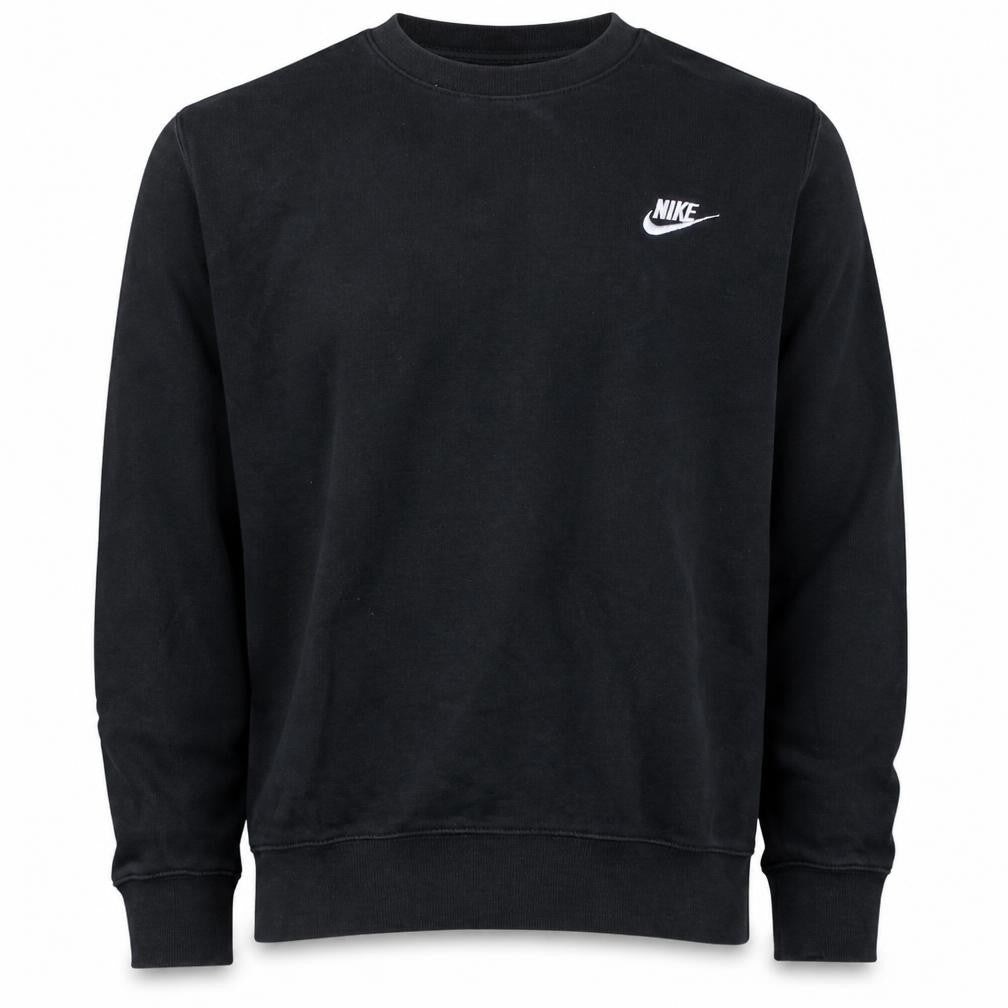 Nike Men Black Crew Neck Cotton Fleece Pullover Sweatshirt M