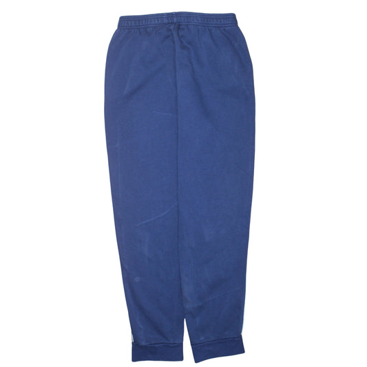 Adidas Men Blue L Track Pants Fleece Regular Fit Side Stripe Sportswear