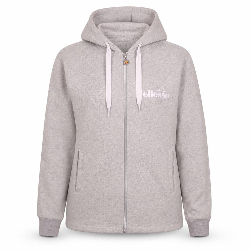 Front view of Ellesse Women's Grey Full Zip Hoodie UK 8 - Classic Casual Sportswear