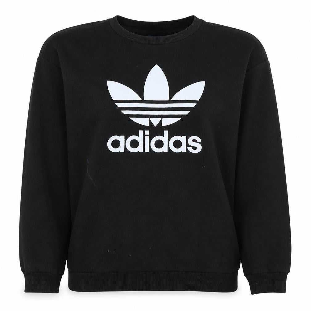 Adidas Womens Black Crew Neck Pullover Sweatshirt Size 14