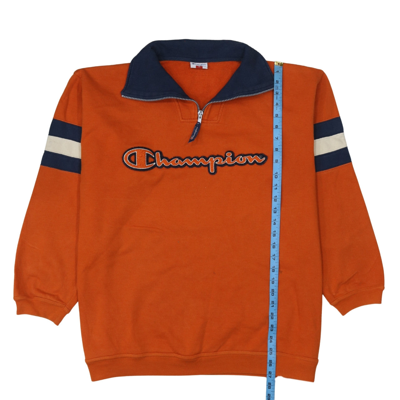 Champion Mens Orange 1/2 Zip Embroidered Logo Sweatshirt M