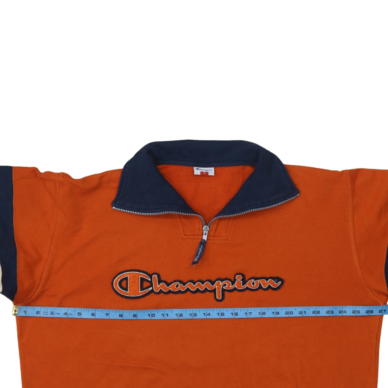 Champion Mens Orange 1/2 Zip Embroidered Logo Sweatshirt M